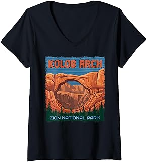 Women's Kolob Arch Zion National Park Outdoor Vintage V-Neck T-Shirt