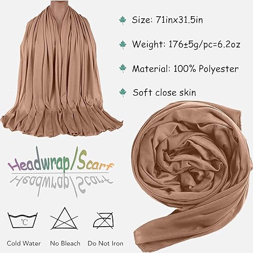 Miniatura 2 de ZRQ 12 diademas para la cabeza para mujer, tejido elástico, turbante, diadema de moda, bufanda para la cabeza, bufanda suave, transpirable, larga,