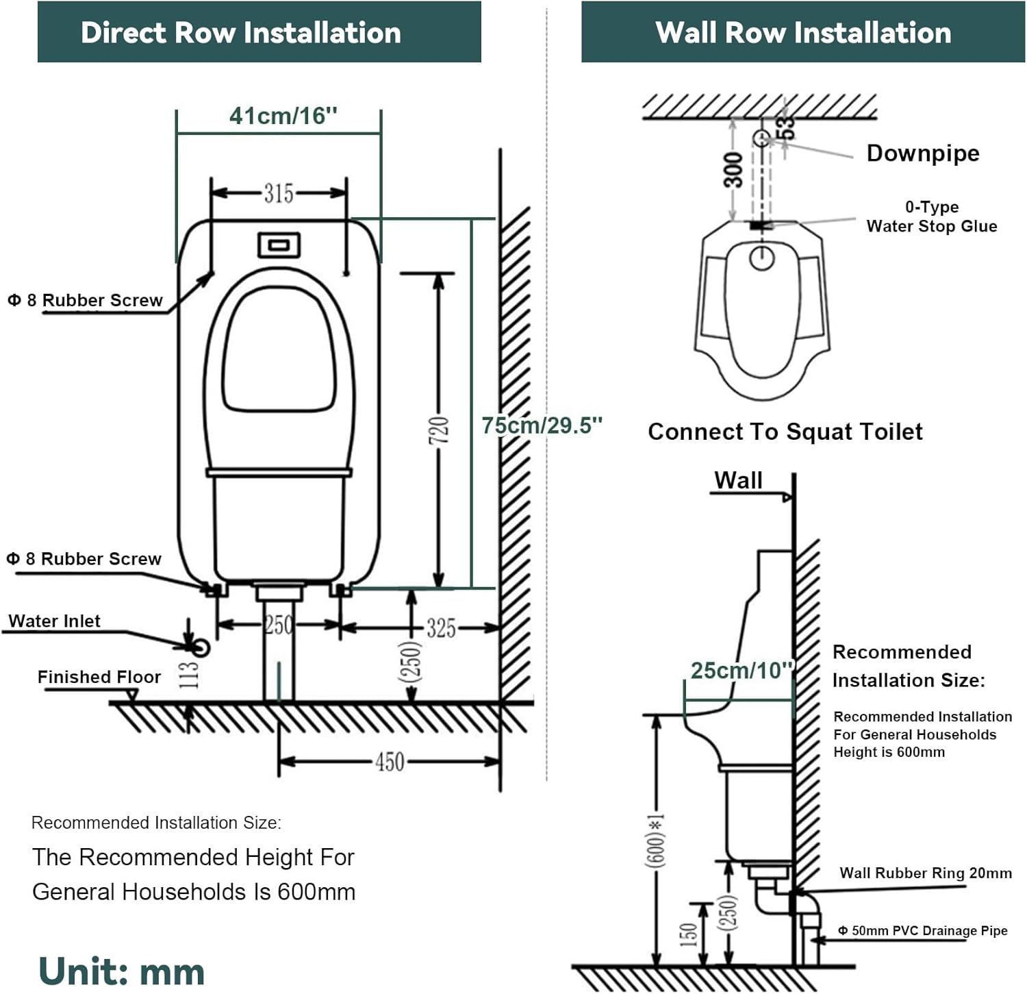 Wall-Mounted Urinal Trough for Men Commercial Urinal Waterless Urinals for Men Intelligent Flushing Male Toilet Plastic Urinals with Cover for Garage/Men Bathroom/Car/Trave