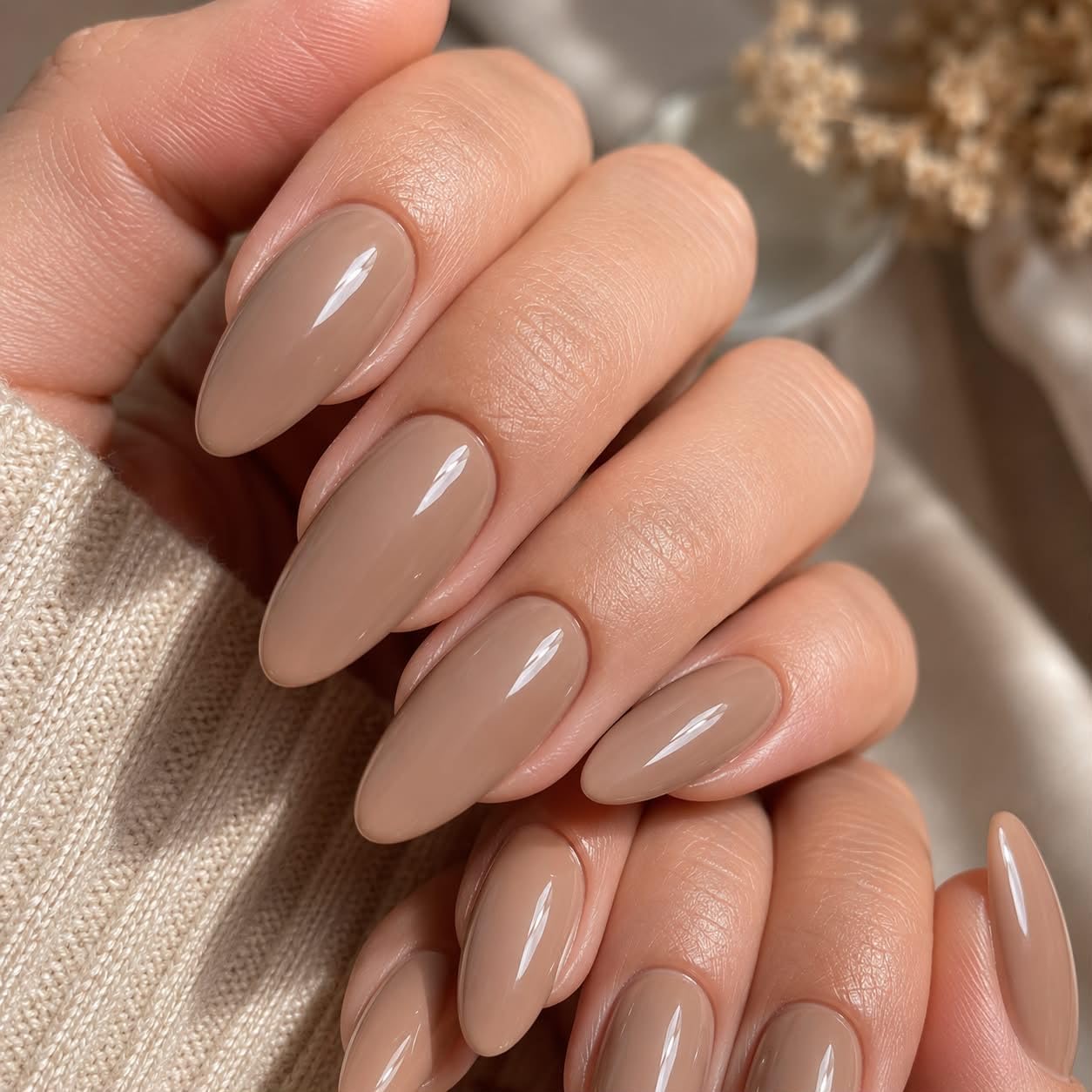Soft Nude Almond Press On Nails for Women, 24 PCS Reusable Acrylic Nail Extensions Kit | Natural Beige Nude Stick On False Nails with Glue Tabs, Nail File & Cuticle Tool-image-2