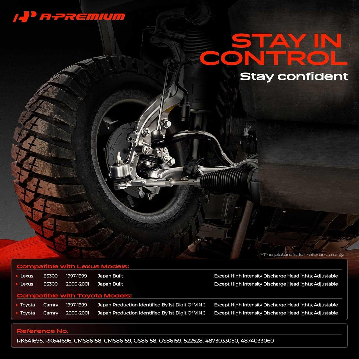 A-Premium 2 x Rear Rearward Lower Control Arms, with Bushing, Compatible with Toyota Camry & Lexus ES300, 1997 1998 1999 2000 2001