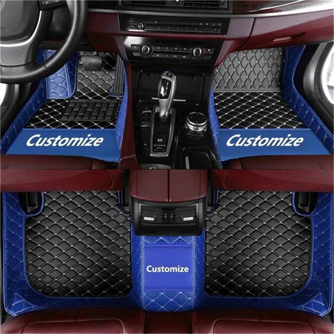 Custom car Floor mats Suitable for 98% car Truck SUV,car mats All Weather Personalized,Full Coverage Luxury Car Mats, Anti-Slip Leather Floor mats.Floor Liner Car Accessories (Black and Blue Side)