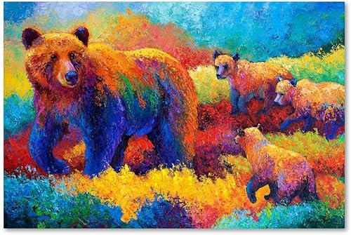 Grizz Family by Marion Rose - Lienzo decorativo para pared, 30 x 47 pulgadas