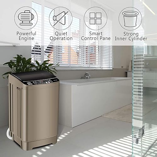 Miniatura 5 de Lavadora automática completa de 17.7 libras con pantalla LED, lavadora compacta con vertedero de drenaje, 10 programas de lavado y 8 niveles de