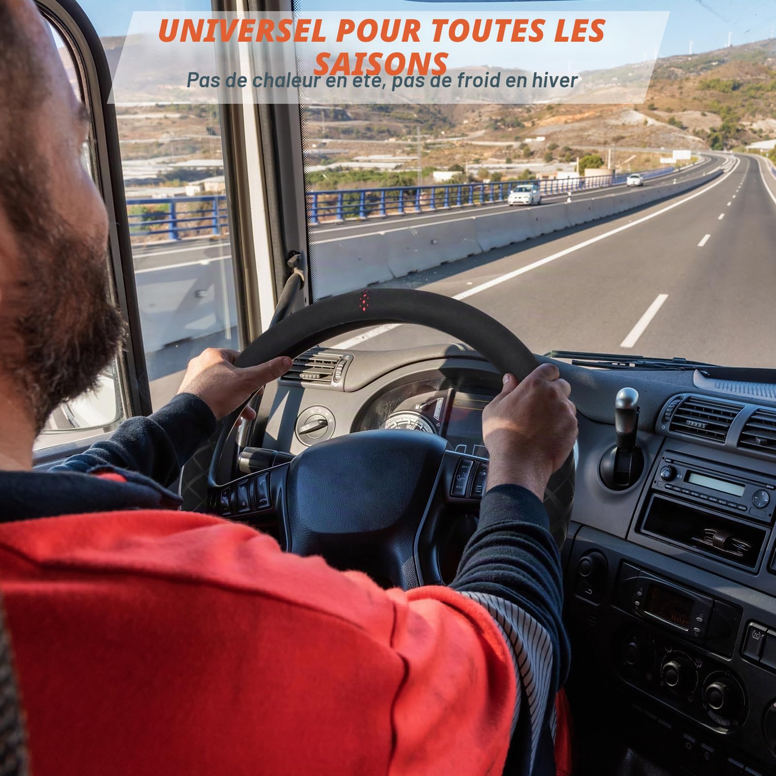 ZATOOTO Couvre Volant Camion Suède 44-46 cm, Protection Repère 12 Heures | Couvre Volant Sport, Housse de Protection Anti-Transpiration, Montage Facile, Toucher Agréable, Style Épuré, Durable