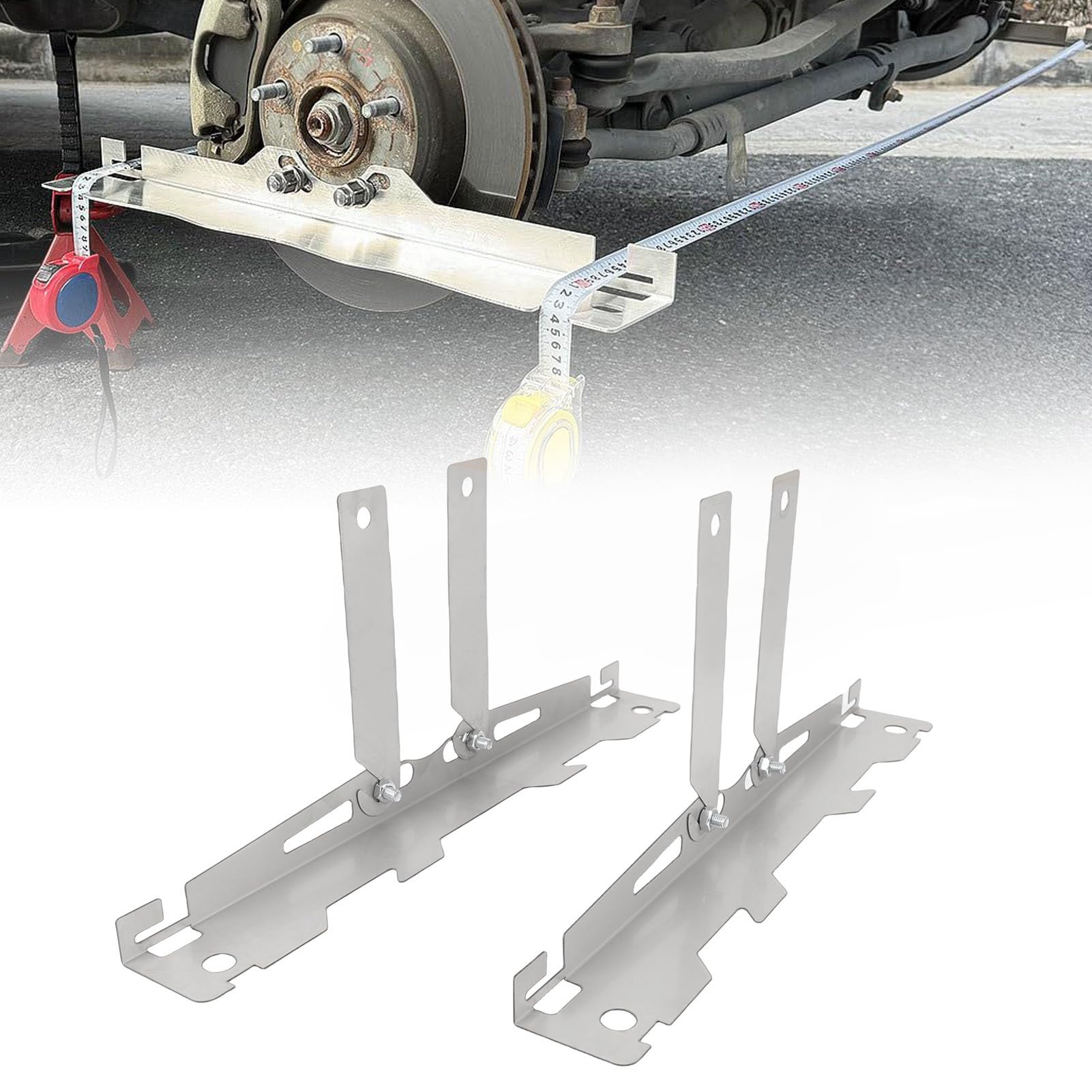 Set di 2 Strumenti per Allineamento Ruote, Piastra Fermapiede con Fessura di Misurazione di Sicurezza per Letture Accurate, Kit di Strumenti per Regolazione Ruote Senza Smontaggio per Veicoli
