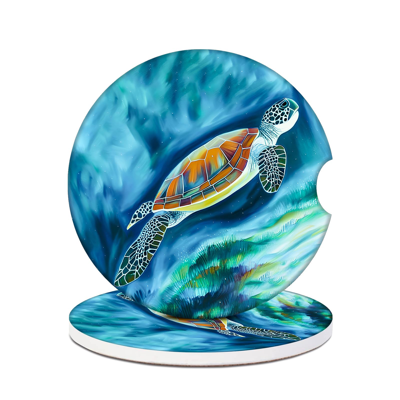 Dessous de verre tortue absorbants en céramique pour porte-gobelet auto