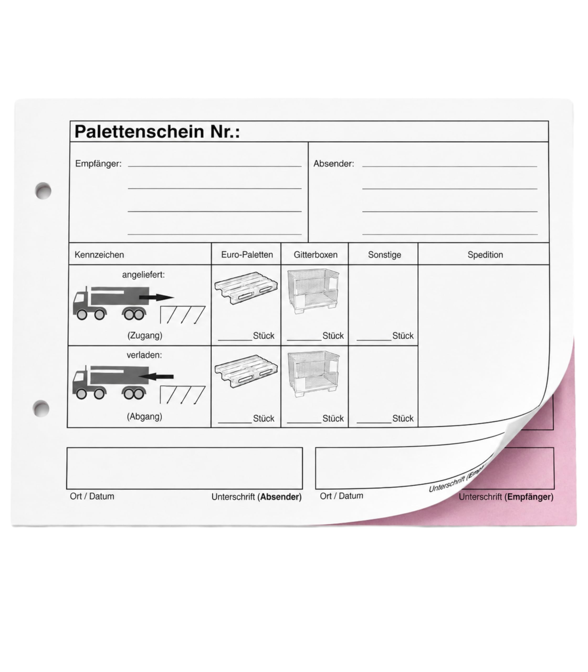 10x Palettenschein Block DIN A5 | Lademittelnachweis | Lademittelschein | Palettentauschblock | 2-fach selbstdurchschreibend (23076)