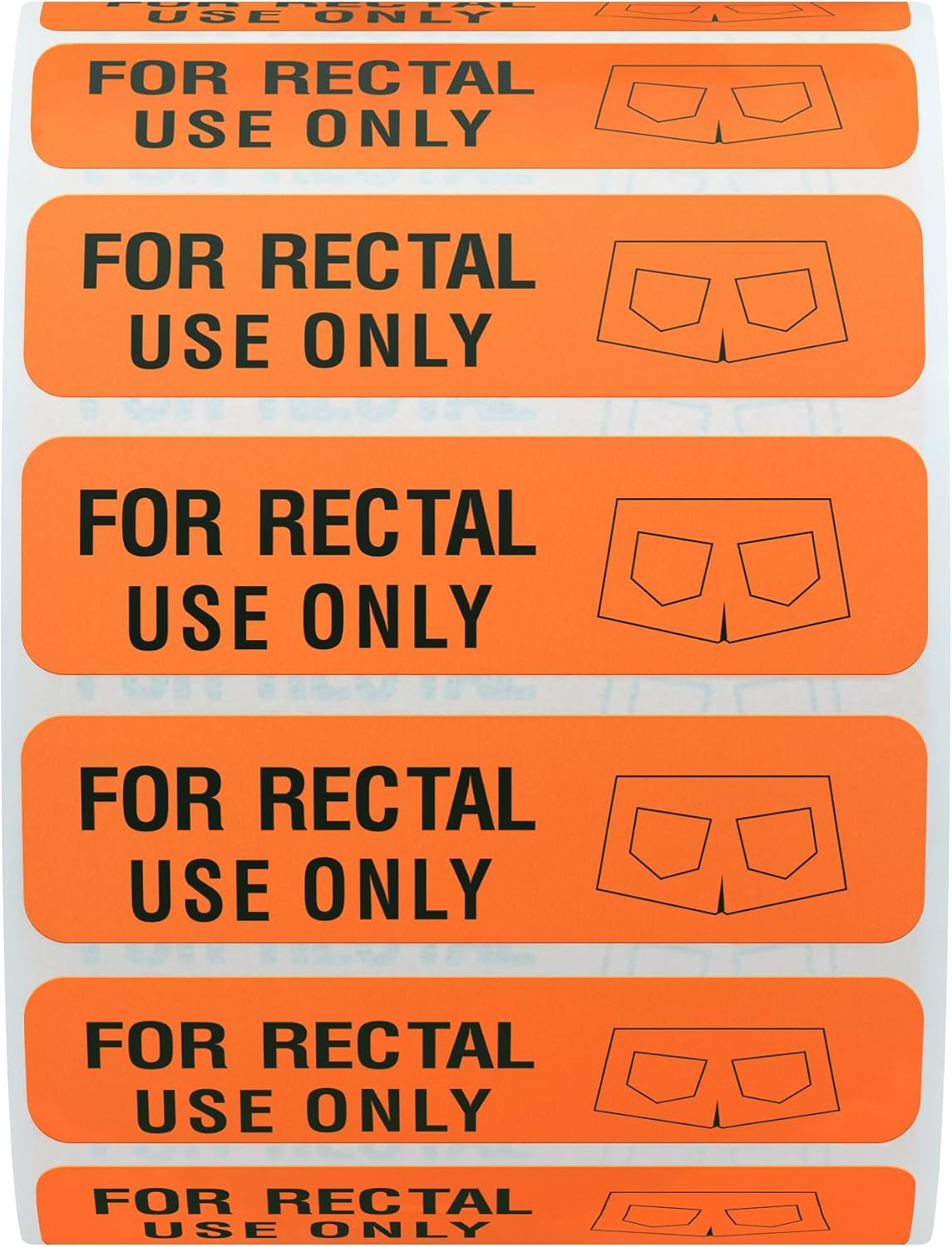 Shorts Stickers Bright Labels Fluorescent Paper for Rectal Use Only, 500 Stickers, 38x10 mm, Orange