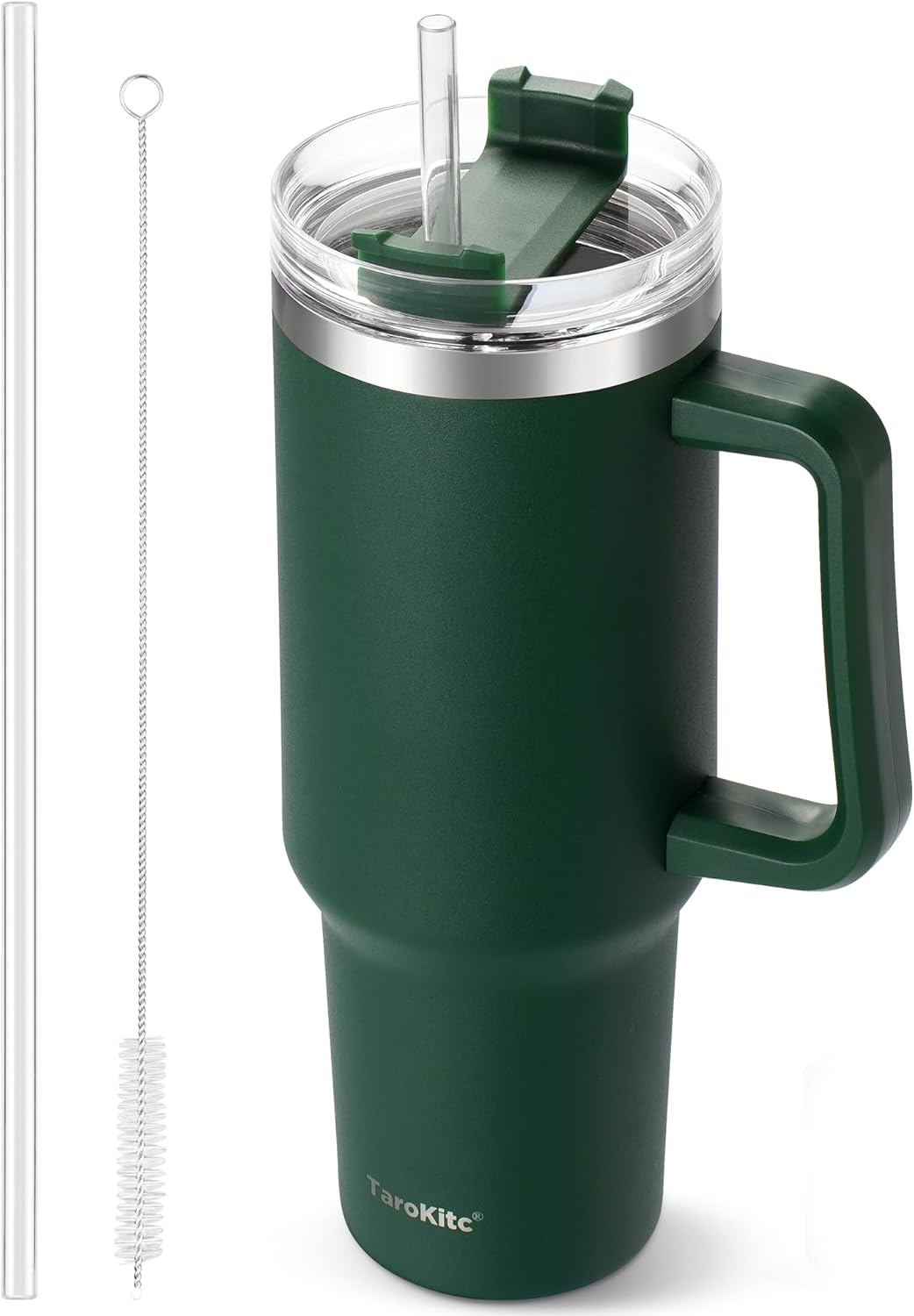 40 oz Tumbler with Handle | Stainless Steel Insulated Tumblers with Lids and Straw | Insulated Travel Mug Iced Coffee Cup | Keeps Cold for 34 Hours | Dishwasher Safe, BPA Free | Sage Green