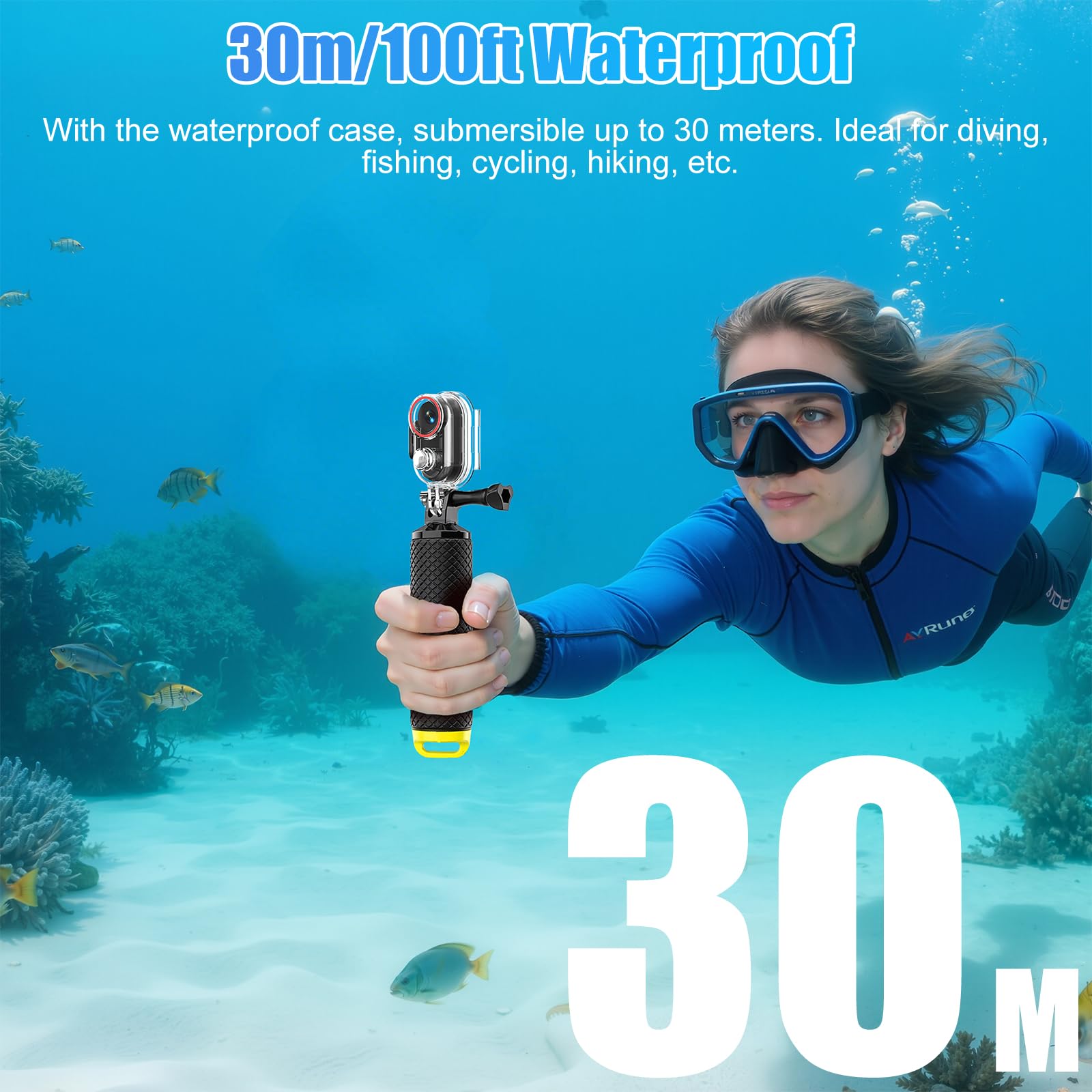 OBEST Cámara Deportiva 4K Estabilizador Mini Camara Acción WiFi Impermeable, 360 Bodycam Cámara Corporal Subacuática, Camara Casco Moto Magnético Action Camera POV para Vlog Diaria Esquí Natación