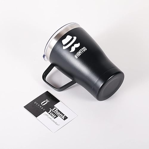 Miniatura 5 de HimToo - Taza aislada de acero inoxidable de doble pared de 12 onzas taza térmica para café taza de campamento aislada al vacío con tapa perfecta