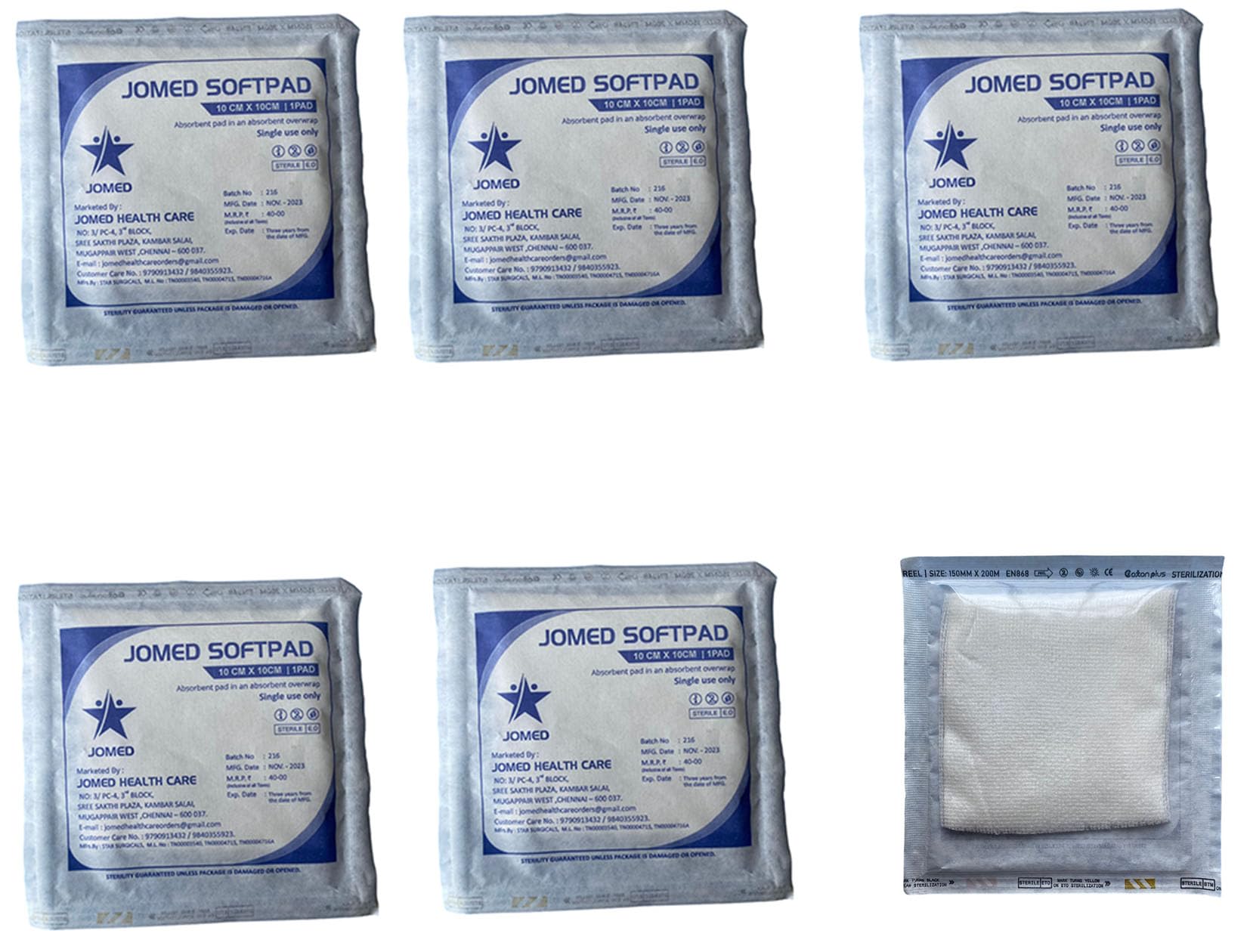 JOMED GAUZE SOFTPAD SZIE : 10X10CM 1 PAD, PACK OF 6