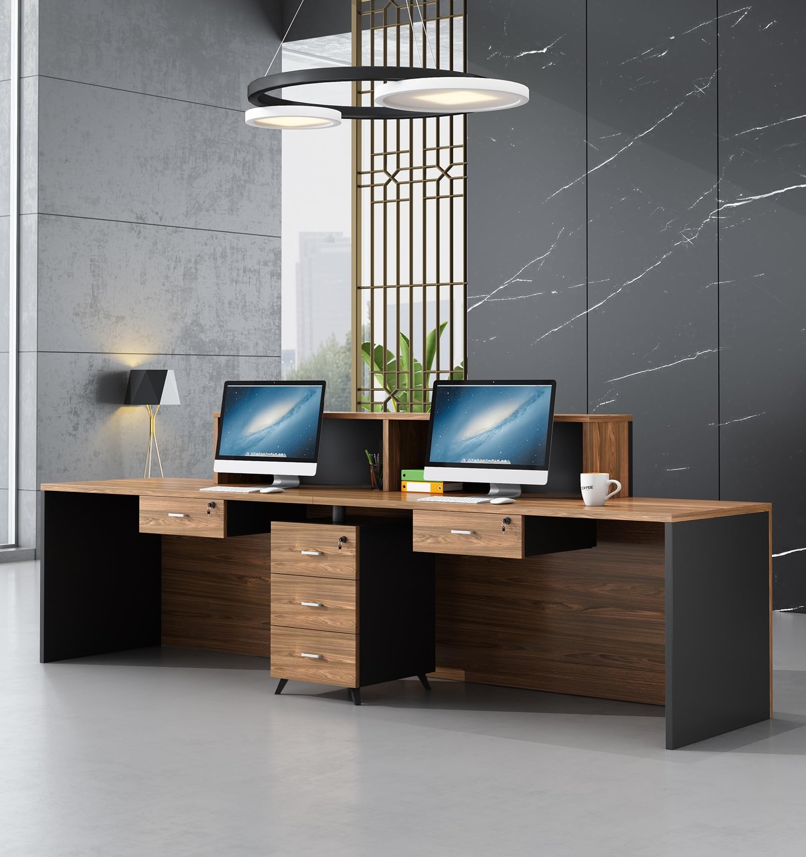 Empfangstresen aus Holz für Büros – Moderner, minimalistischer Premium-Multifunktionaler Tresen für Kassen und Büros (ohne Stühle)