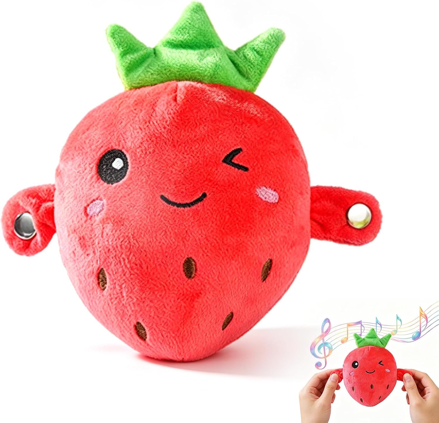 Longgaogao Interactive Music Plush Toy,Stuffed Animal Music Piano Toy, Interactive Sensor Music Doll,Educational Interactive Stuffed Animal Gift (strawberry)