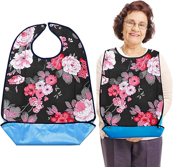 Cosysparks Adult Bibs for Women, Washable Dining Bibs for Elderly