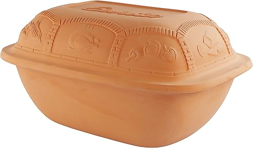 Eurita - Asador de arcilla de 7.2 cuartos de galón, loza antiadherente, sin toxinas, cocina saludable en olla de arcilla, horno holandés de cocina