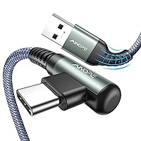 Vista 24 de AINOPE Cable USB a USB C [2 unidades, 6.6 pies] 3.1A tipo C cargador de carga rápida, cable USB C en ángulo recto para iPhone 17 Carplay, Galaxy