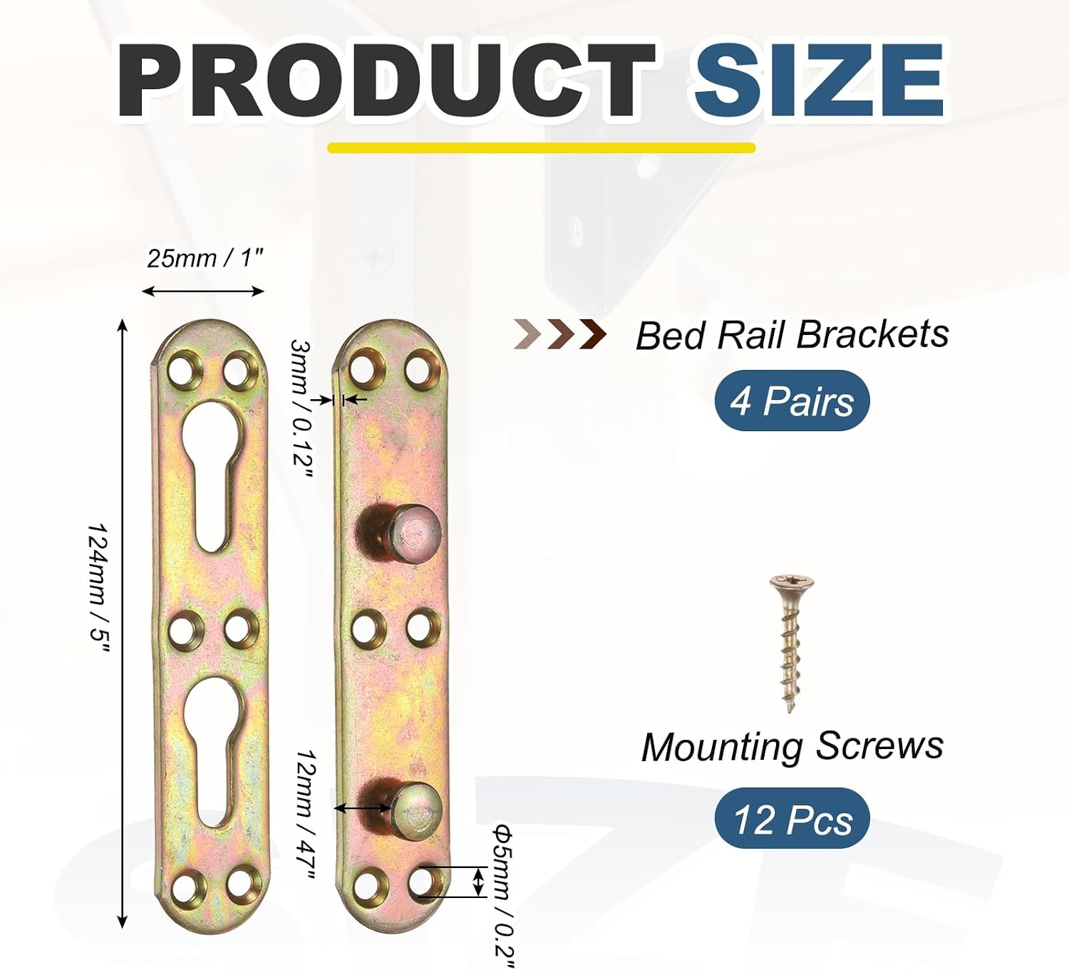PATIKIL Bed Rail Brackets 5", Carbon Steel Bed Rail Fasteners Hardware for Head Board Footboards Furniture Frame, Colorful