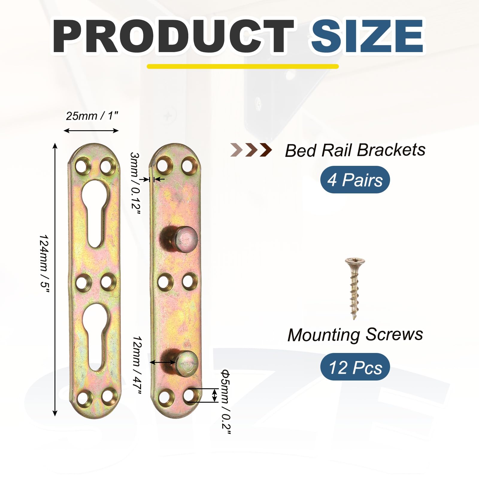 PATIKIL Bed Rail Brackets 5", Carbon Steel Bed Rail Fasteners Hardware for Head Board Footboards Furniture Frame Colorful - Image 2
