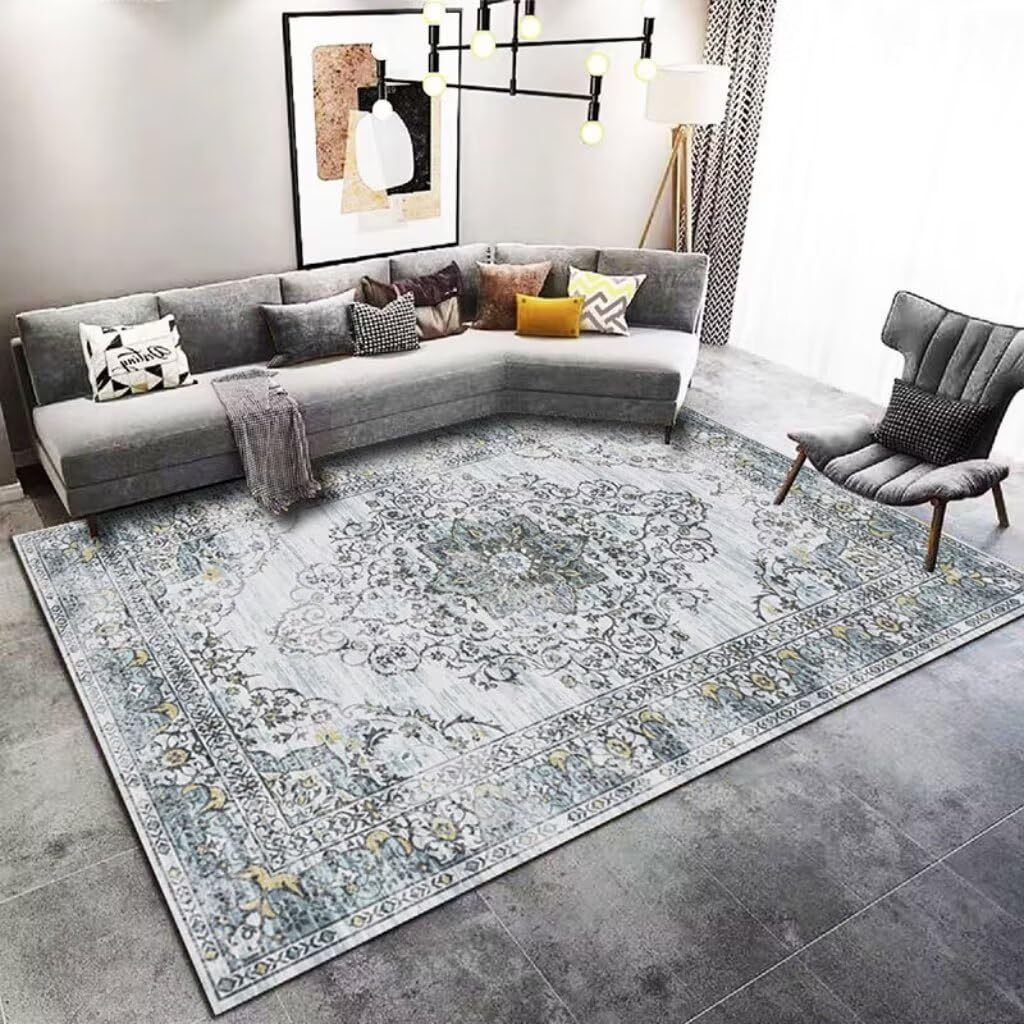 Tapis de chambre lavable pour éviter les taches, grand tapis gris doux 300x400cm