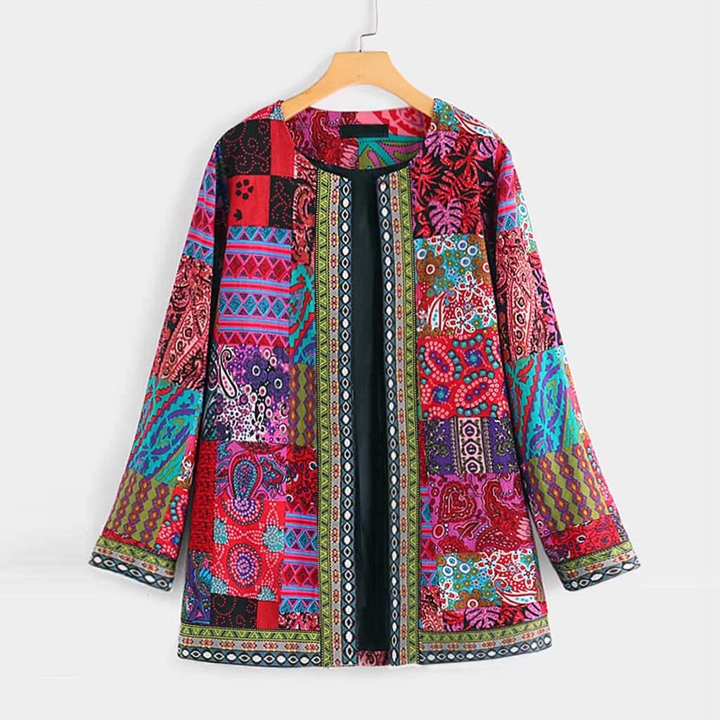WooCo Womens Plus Size Casual Jackets African Patterns Print Long Sleeve Open Front Cardigans Outwear Jacket Coats : Clothing, Shoes & Jewelry