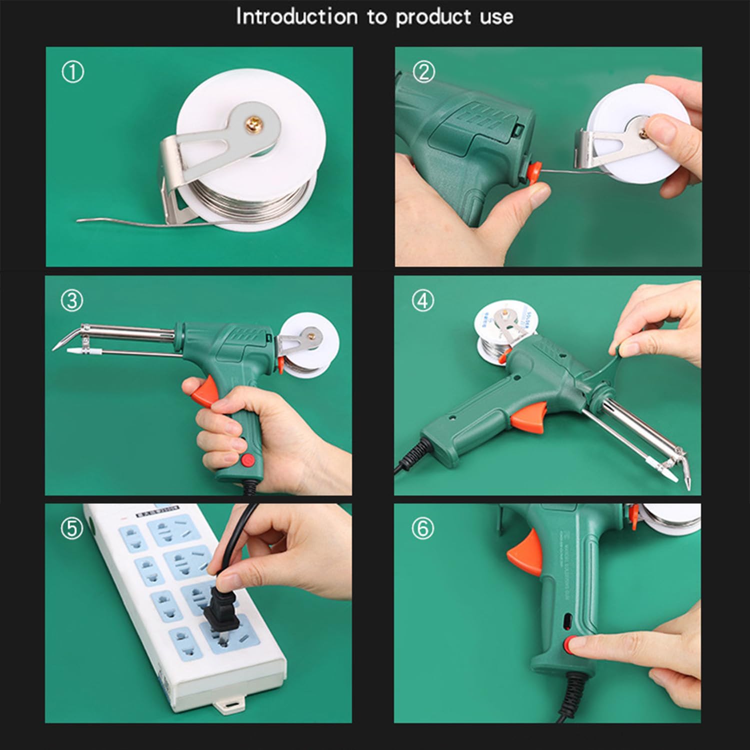 Kit de pistola de soldar, juego de pistola de soldar de soldador eléctrico de mano de 60 W, kit de soldadura de estaño de envío automático multifunción para reparación de soldadura electrónica DIY