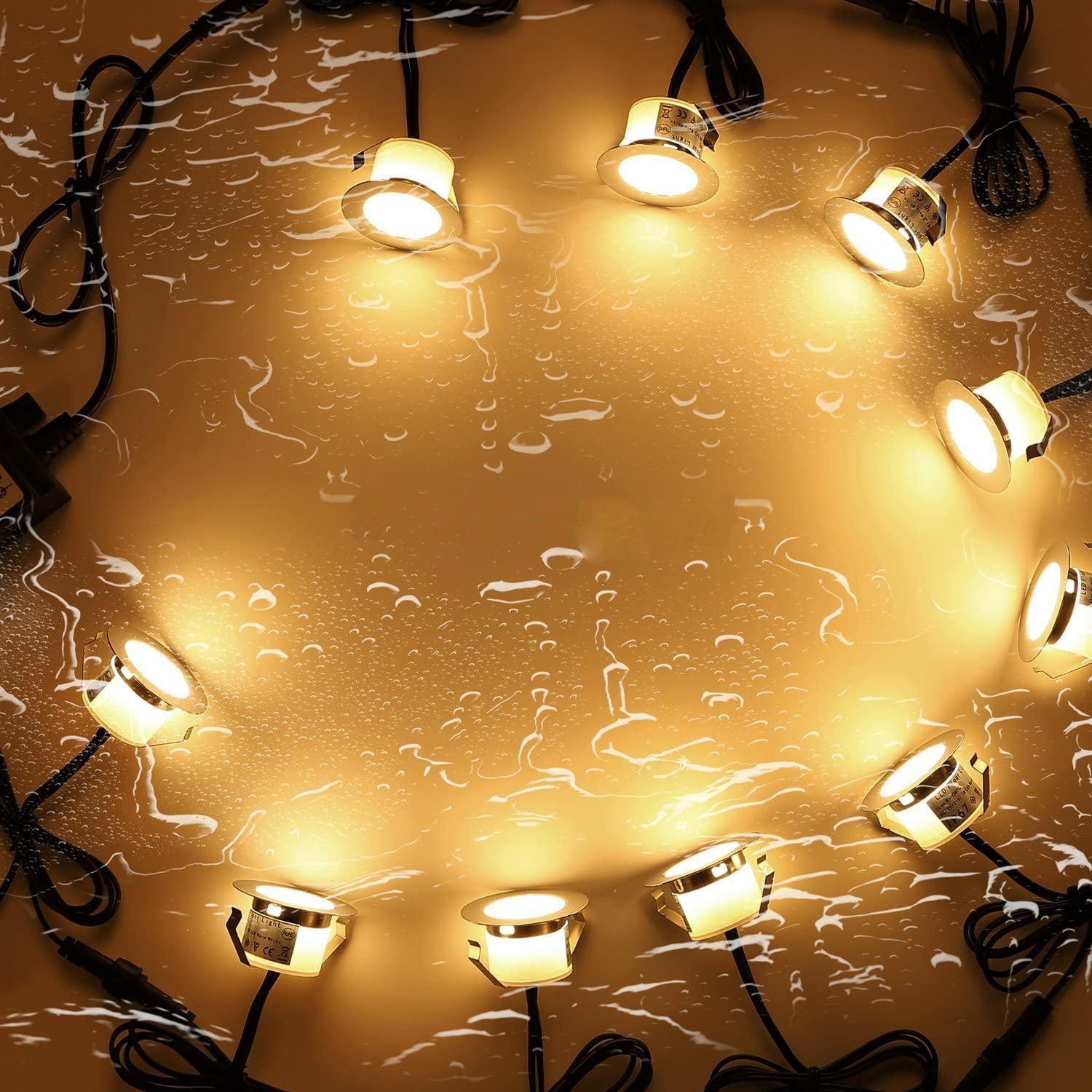 12x Luz Foco Empotrable al Suelo Iluminación Exteriores Acero Inoxidable 0.6W IP67 Luz Blanco Cálido