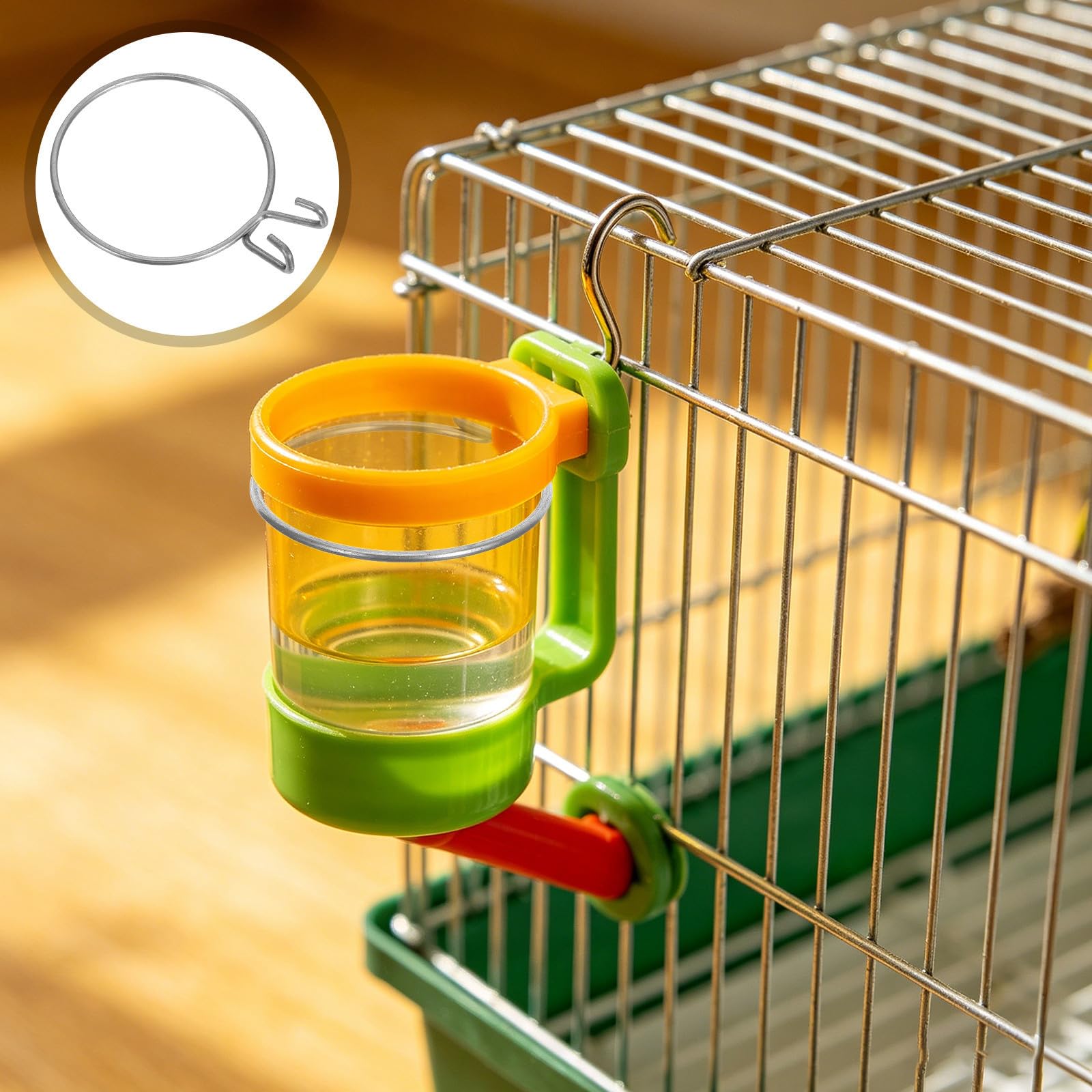 Kichvoe 16 Pièces Crochet de Fixation en Acier Inoxydable Argenté pour Bouteille d'eau D'oiseau, Installation Sécurisée et Facile, Adapté aux Colliers de 60-65 Mm