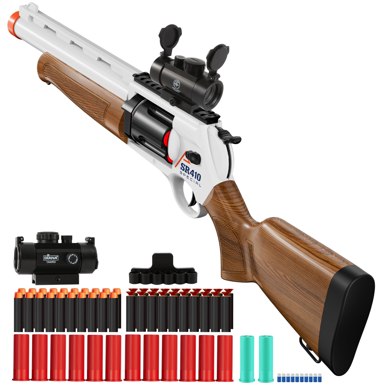 Toy Guns for Boys, Shotgun Foam Blaster,Large Revolver Children Outdoor CS Soft Bullet Toy Rifle, Birthday Xmas Gift for Kids Age 8+(Wood Grain)