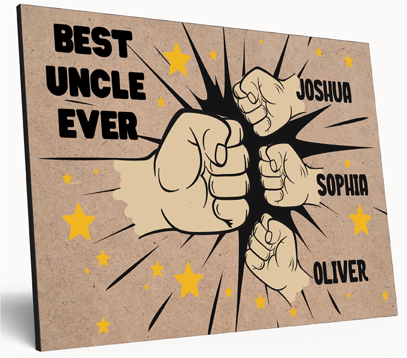 Personalised Fist Bump Sign Custom Wooden Print A4 Plaque Fun Gift Sign for Dad, Grandad, Uncle Wall Art Desk Office Home Décor
