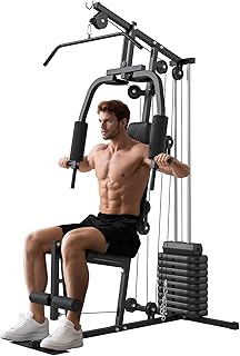 HOMCOM Multi Gym with Weights, Multifunction Home Gym Machine with 45kg Weight Stack for Full Body Workout and Strength Tr…
