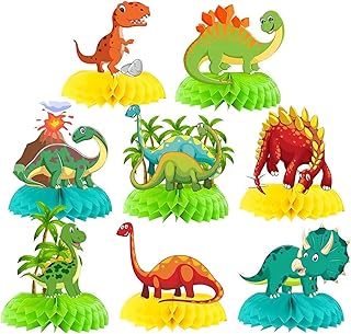 Pack of 8 Dinosaur Shape Honeycomb Centrepieces, Jungle Animal Dino Theme Party Decoration, Honeycomb Centrepieces, Honeycomb Centrepiece, Table Decorations, Table Honeycomb for Children's Birthday