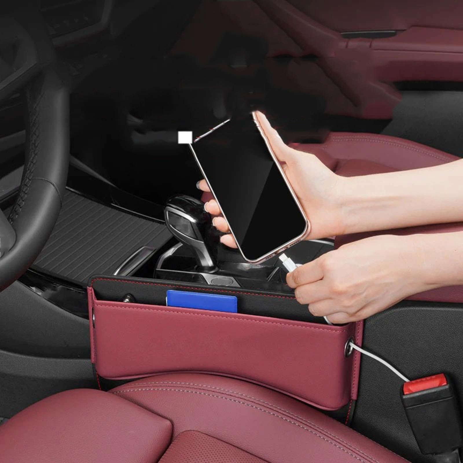 XIUKANGNB Autositz Organizer Beige - PU Leder Aufbewahrungsbox Für Equinox & Corvette