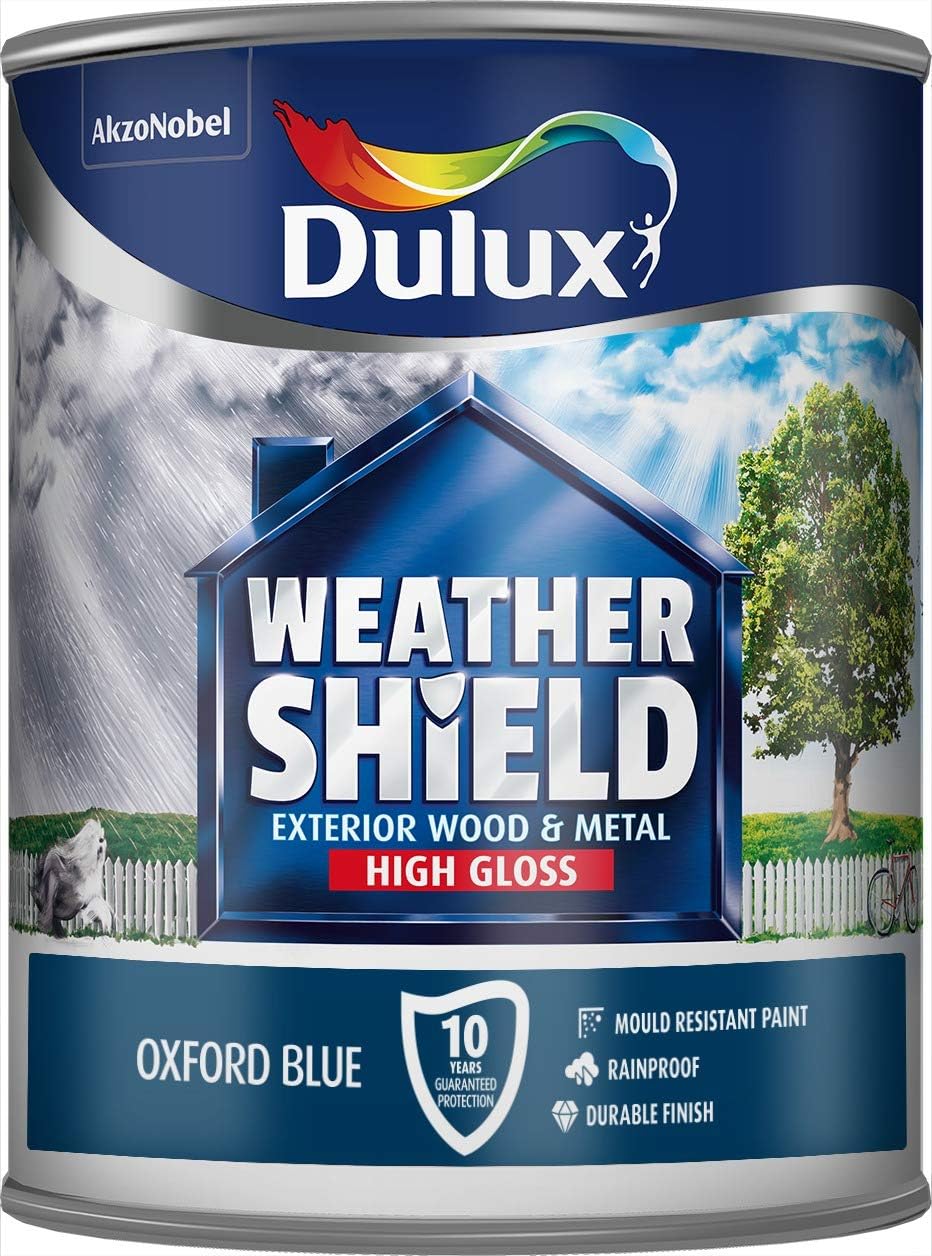 Dulux 5090988 Weather Shield Exterior High Gloss Paint, 750 ml - Oxford Blue