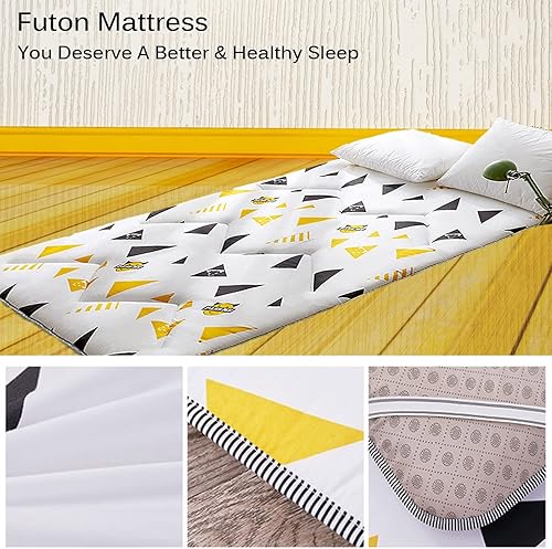 Miniatura 6 de OMKUOSYA Colchón de piso japonés de estilo impreso, colchón de futón cómodo, colchón enrollable para acampar individual, matrimonialqueenKing, fácil