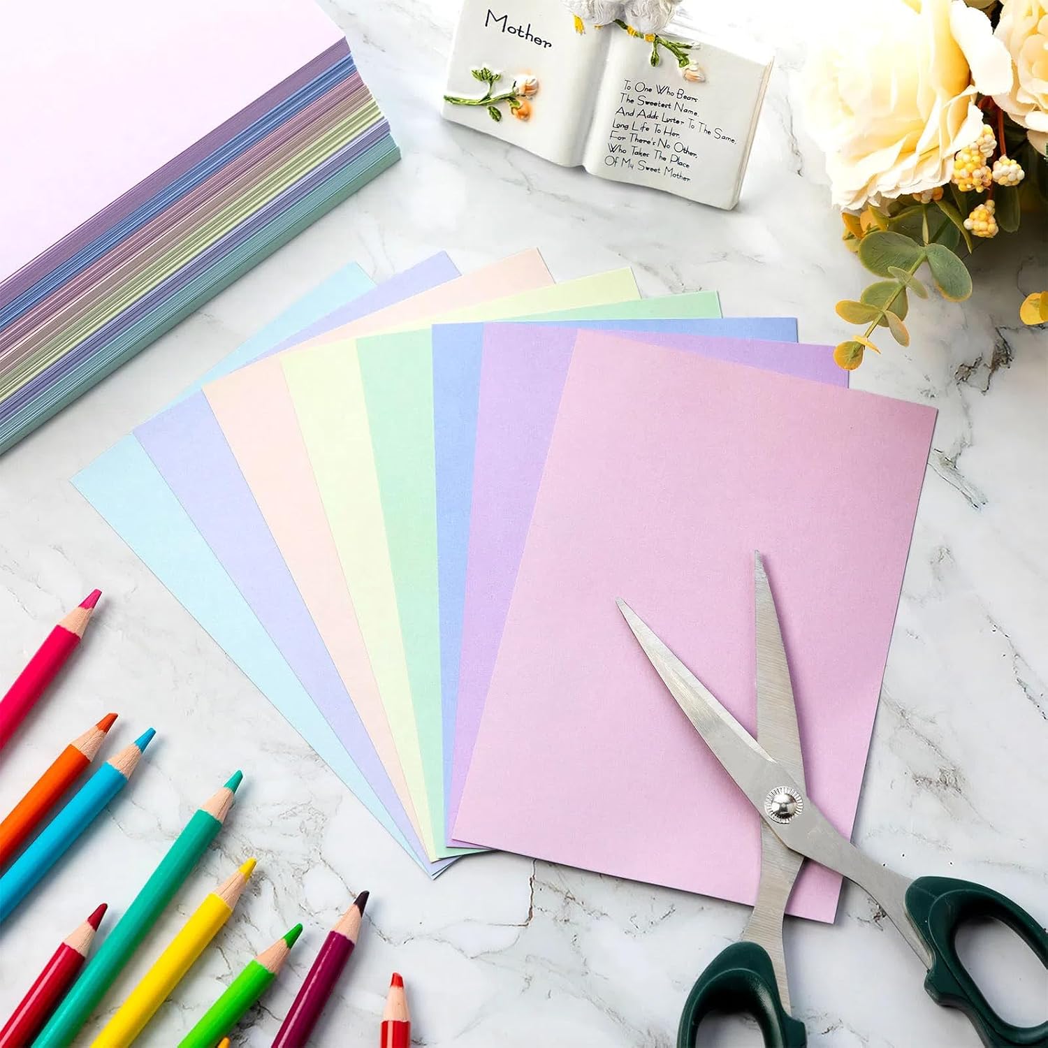Geyoga 200 Sheets Colored Cardstock Paper Cardstock Starter Kit 4 x 6 Inch 190 GSM Thick Construction Paper Assorted Colors for Craft Scrapbook Party Supplies, 8 Colors(Pastel Color)