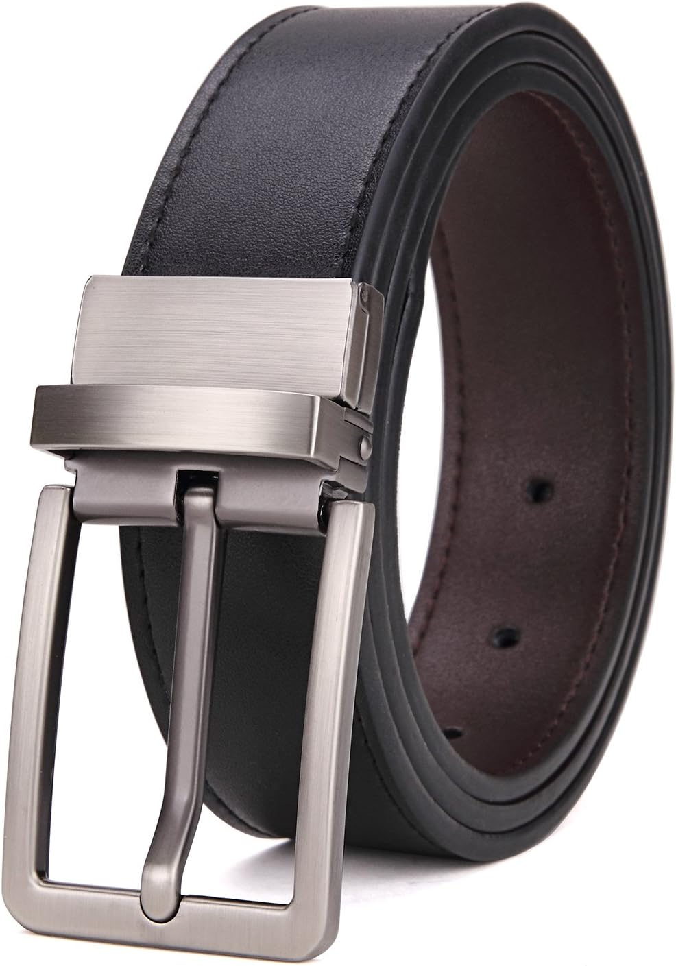 Matasuha Men's Dress Leather Belt Reversible Rotated Buckle