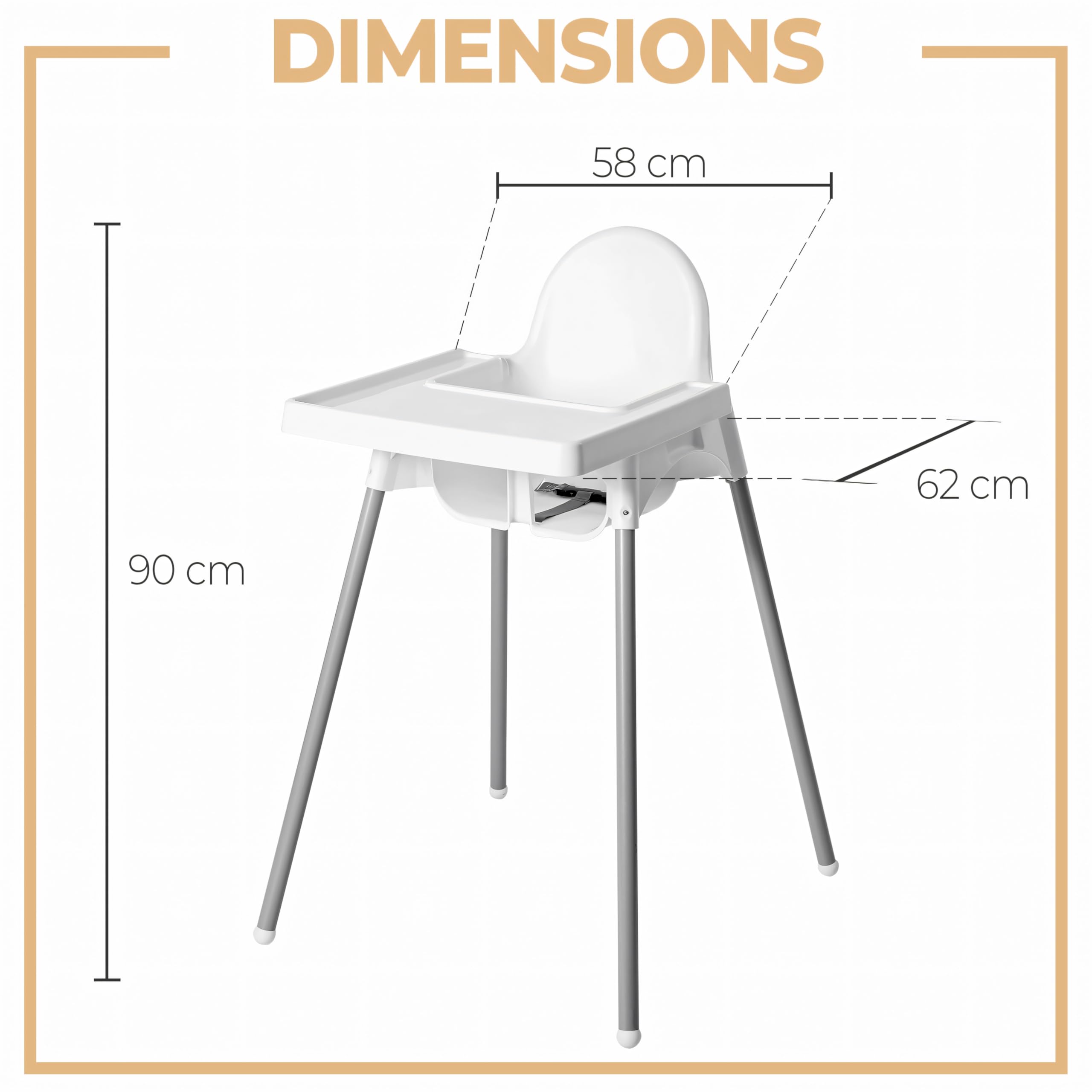 Retoo Kinderhochstuhl mit Tablett 94cm Fütterungsstuhl ab 6 Monaten bis 3 Jahre