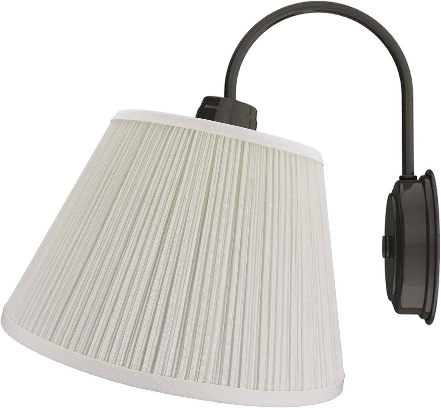 FenchelShades.com 7" Top Diameter x 12" Bottom Diameter x 8" Slant Height Fabric Barrel Lampshade Threaded Uno Attachment (Pleated Cream)