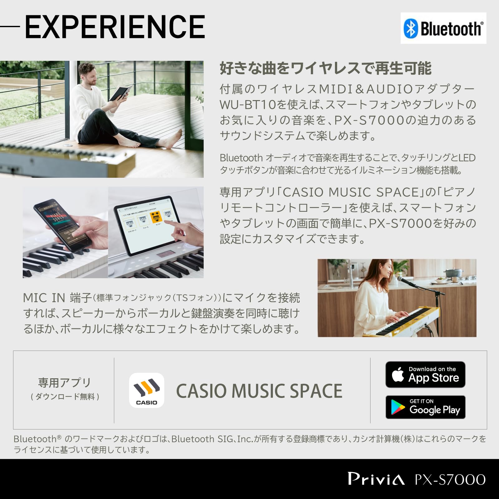 Casio Privia PX-S7000 Digitalpiano mit 88 Tasten, Schwarz
