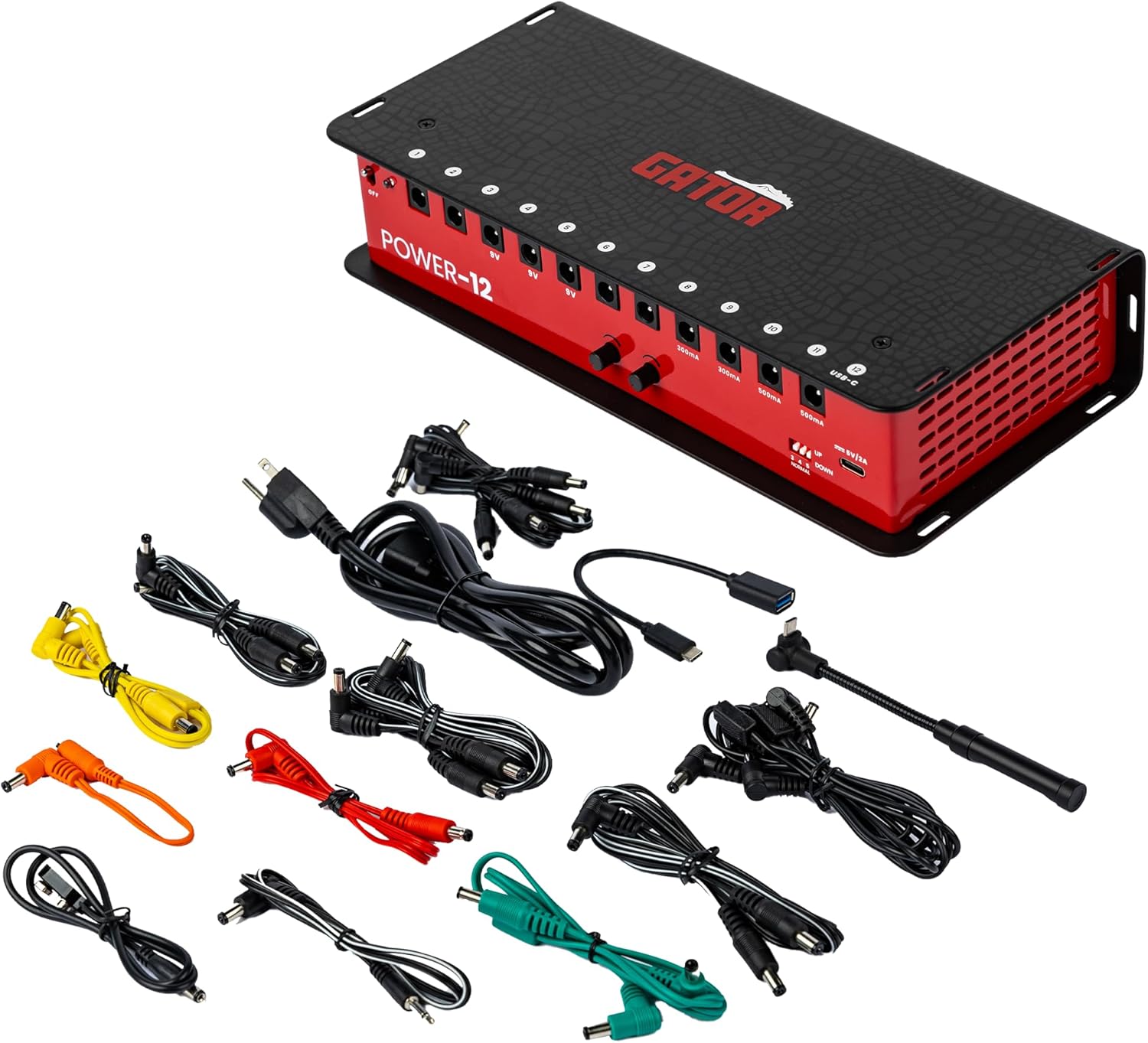 Gator Cases Guitar Effects Pedal Power with 12 Isolated Outputs | Maximum Output Current: 2300mA (GTR-PWR-12)