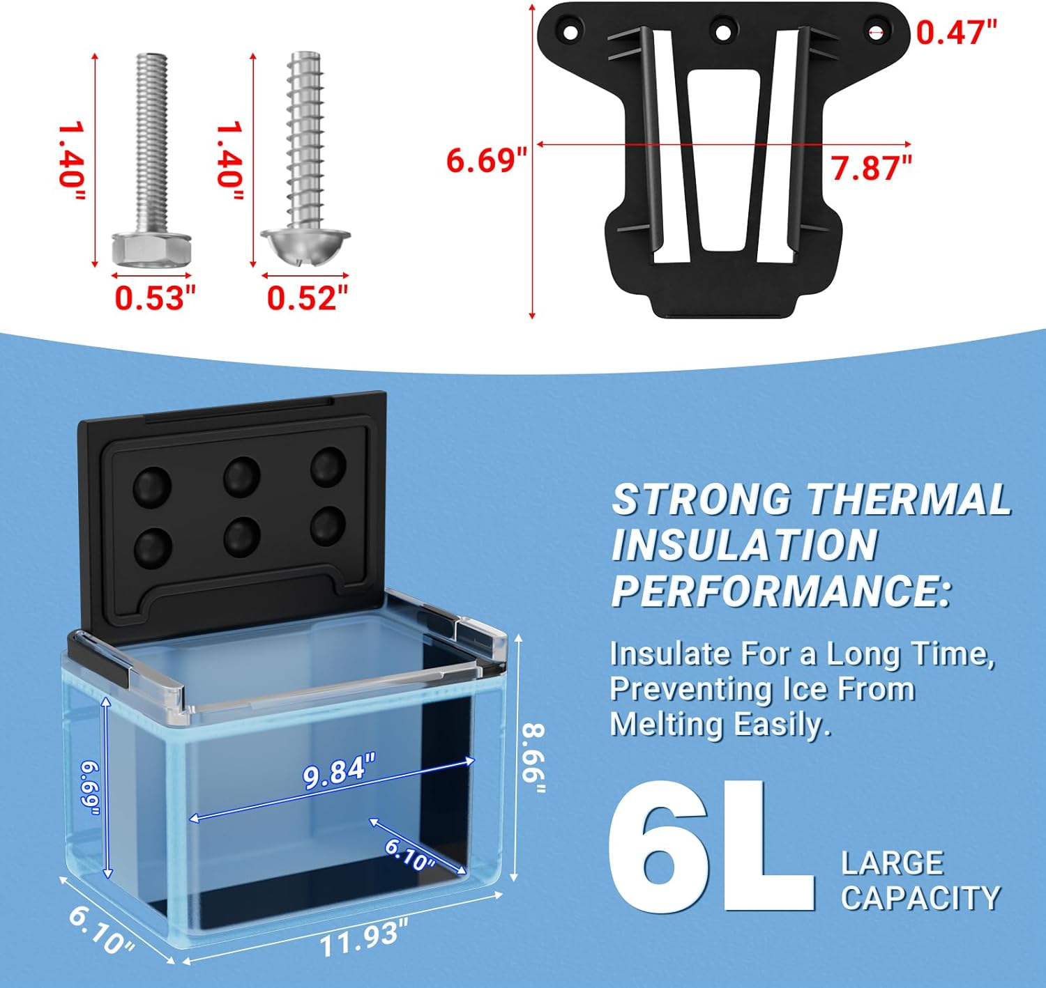 Panglong Golf Cart Cooler, Club Car Golf Cart Ice Cooler with Mounting Bracket Kit Caddy, Suitable for Club Car Precedent, Onward and Tempo, Replace OEM#102588101, 103886801