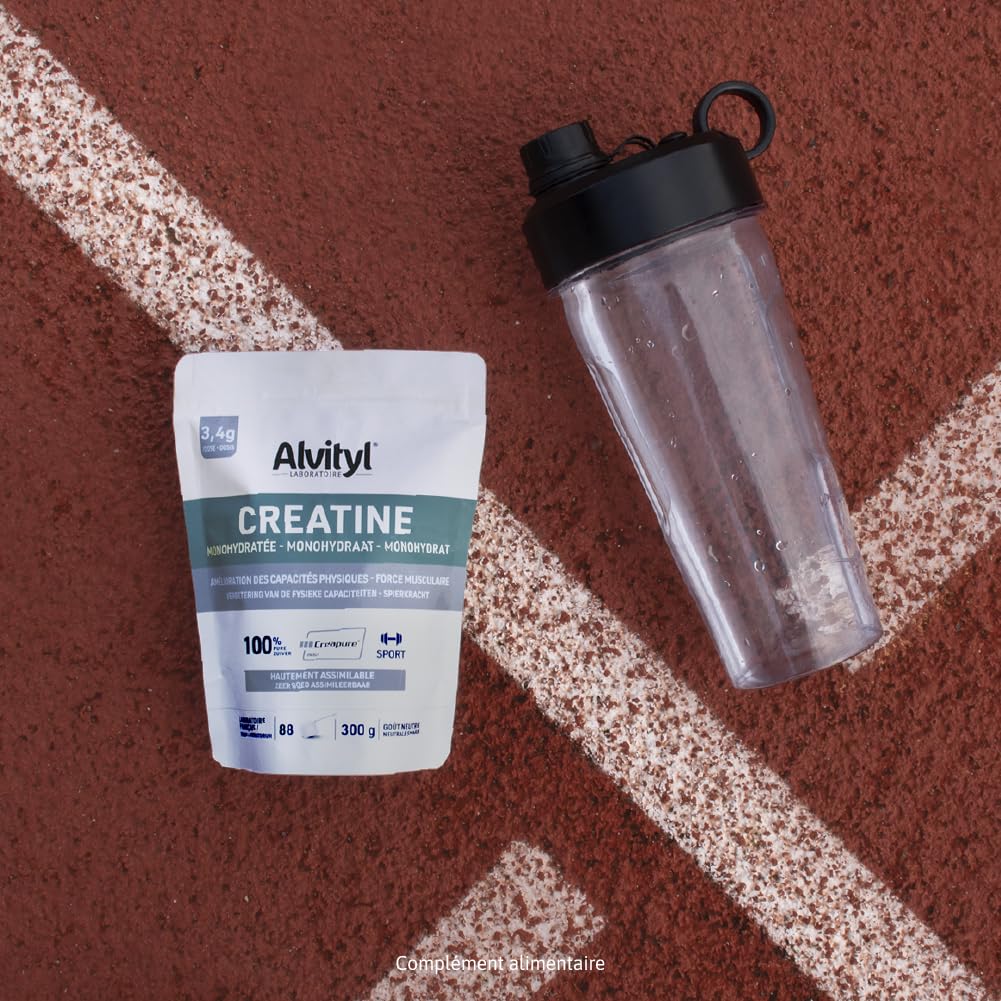 Alvityl Créatine Monohydratée Creapure 100% Pure Poudre 88 portions 300 g | Creapure® hautement assimilable, goût neutre, 3 g/jour, améliore les performances physiques, excerices hautes intensités