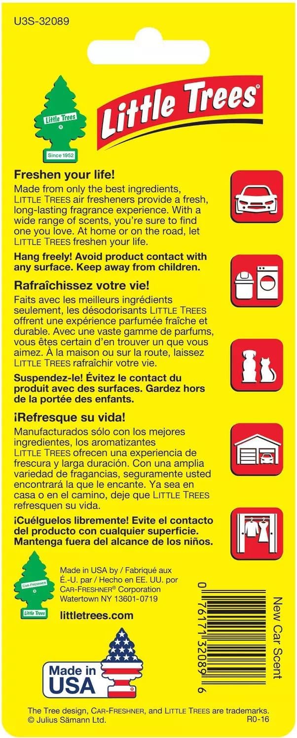 Little Trees Car Air Freshener, New Car Scent 3 ea (Pack of 8)