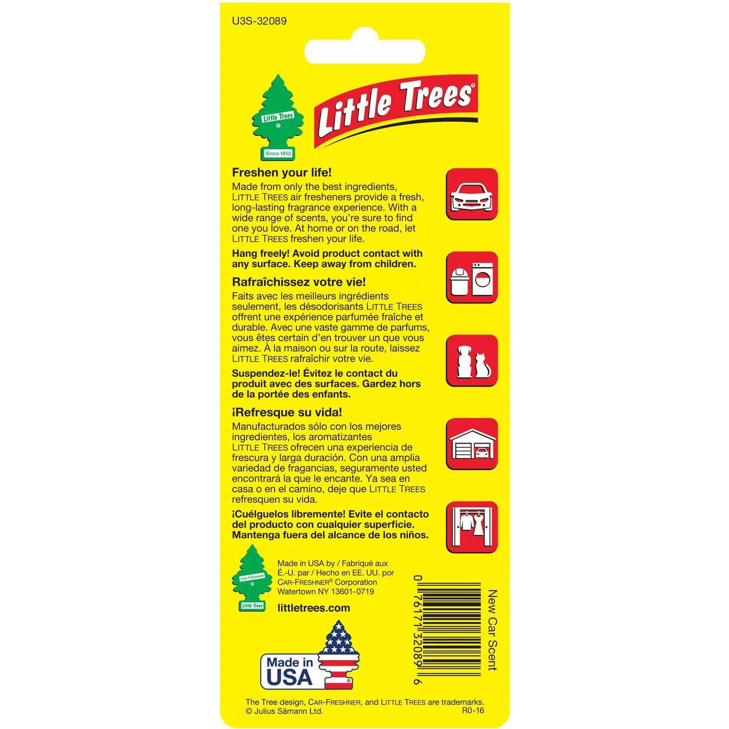 CAR FRESHNER CORP - 3-Pak New Car Scent "Little Tree" Air Fresheners