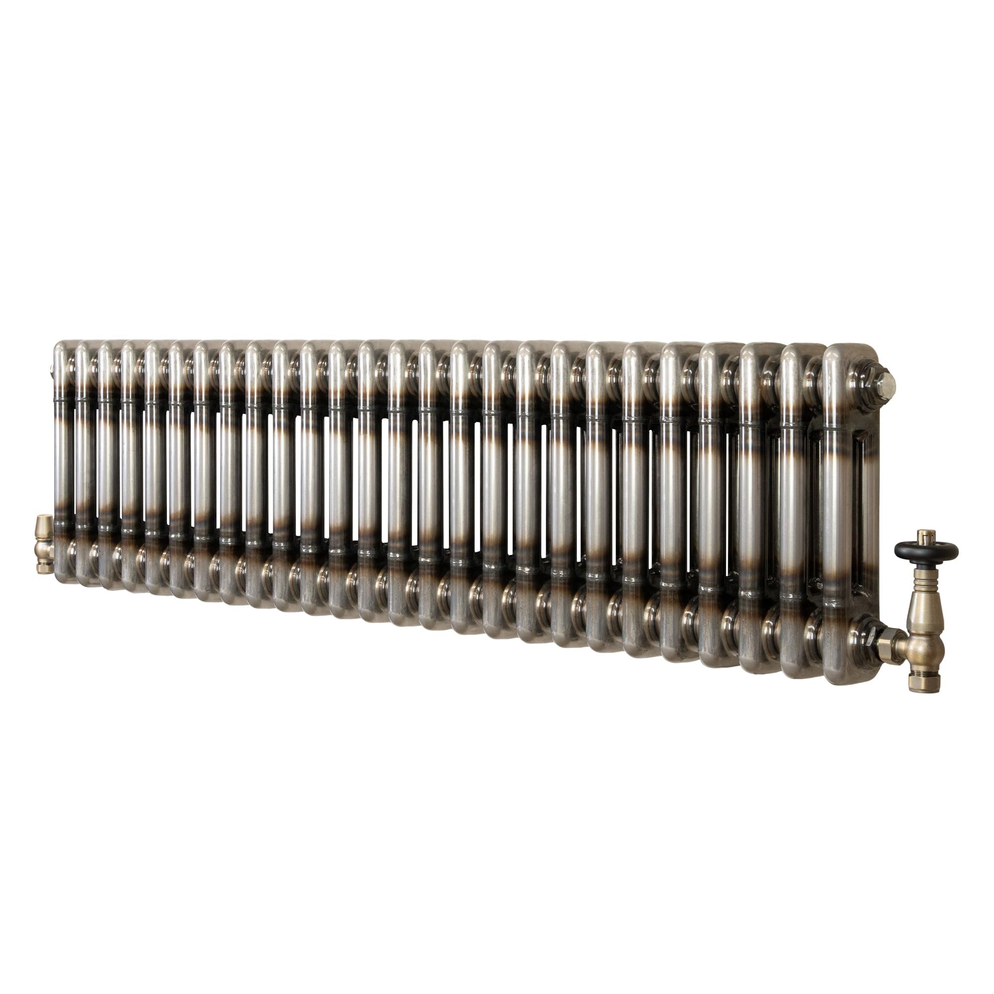 Monstershop Unisex Silver Traditional 2 Column Radiator & Valves – 300Mm X 1190Mm - Raw Metal In