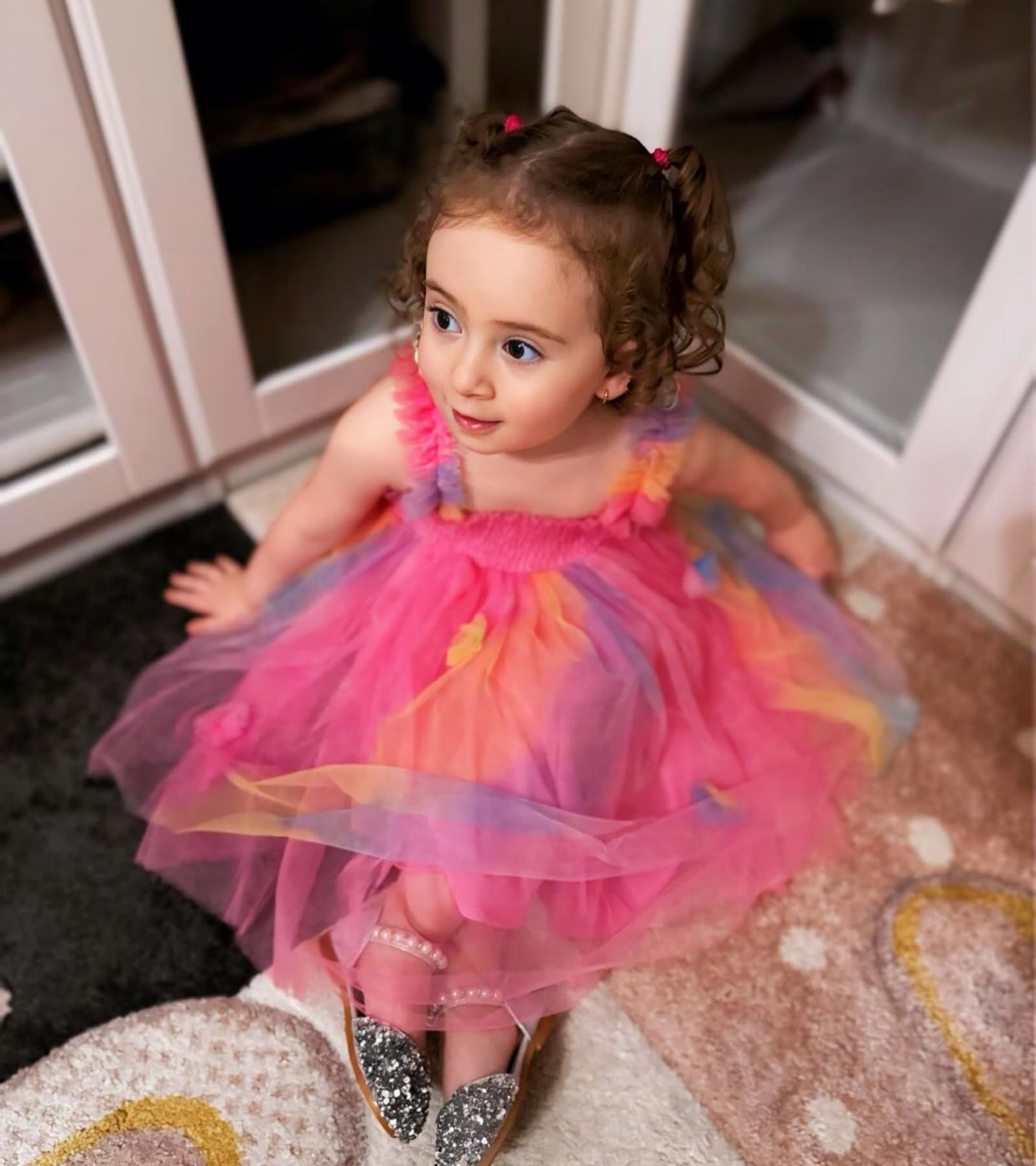 Miipat Bambina Abitini Tulle Farfalla Senza Maniche Abiti Estivi Neonate Bambine Principessa tutù Vestito Floreali Festa di Nozze Abito di Compleanno per la Ragazza