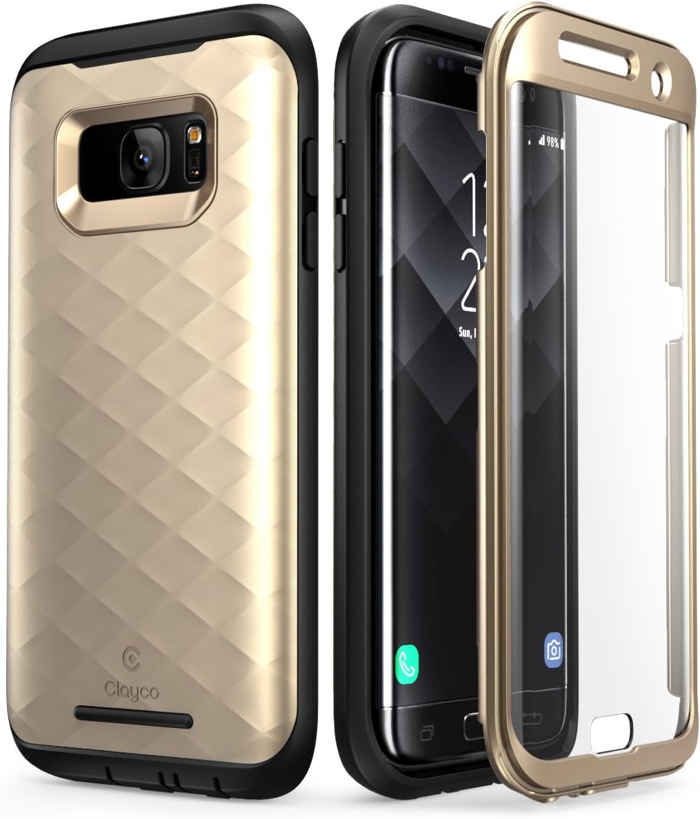 Galaxy S7 Edge Case, Clayco [Hera Series] Full-Body Rugged Case with Built-in Screen Protector for Samsung Galaxy S7 Edge (2016 Release) (Gold)