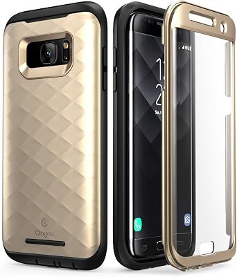 Galaxy S7 Edge Case, Clayco [Hera Series] Full-Body Rugged Case with Built-in Screen Protector for Samsung Galaxy S7 Edge 2016 Release Gold